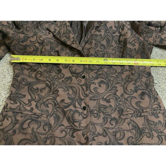 CHRISTINE ALEXANDER Black Crystal Trench Jacket Brown Swirl Size Medium - Picture 6 of 8